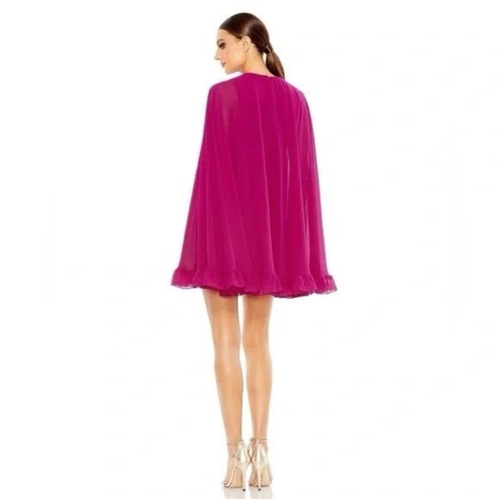 Women's Fuchsia Flowing Ruffle-Hem Dress - Picture 4 of 5